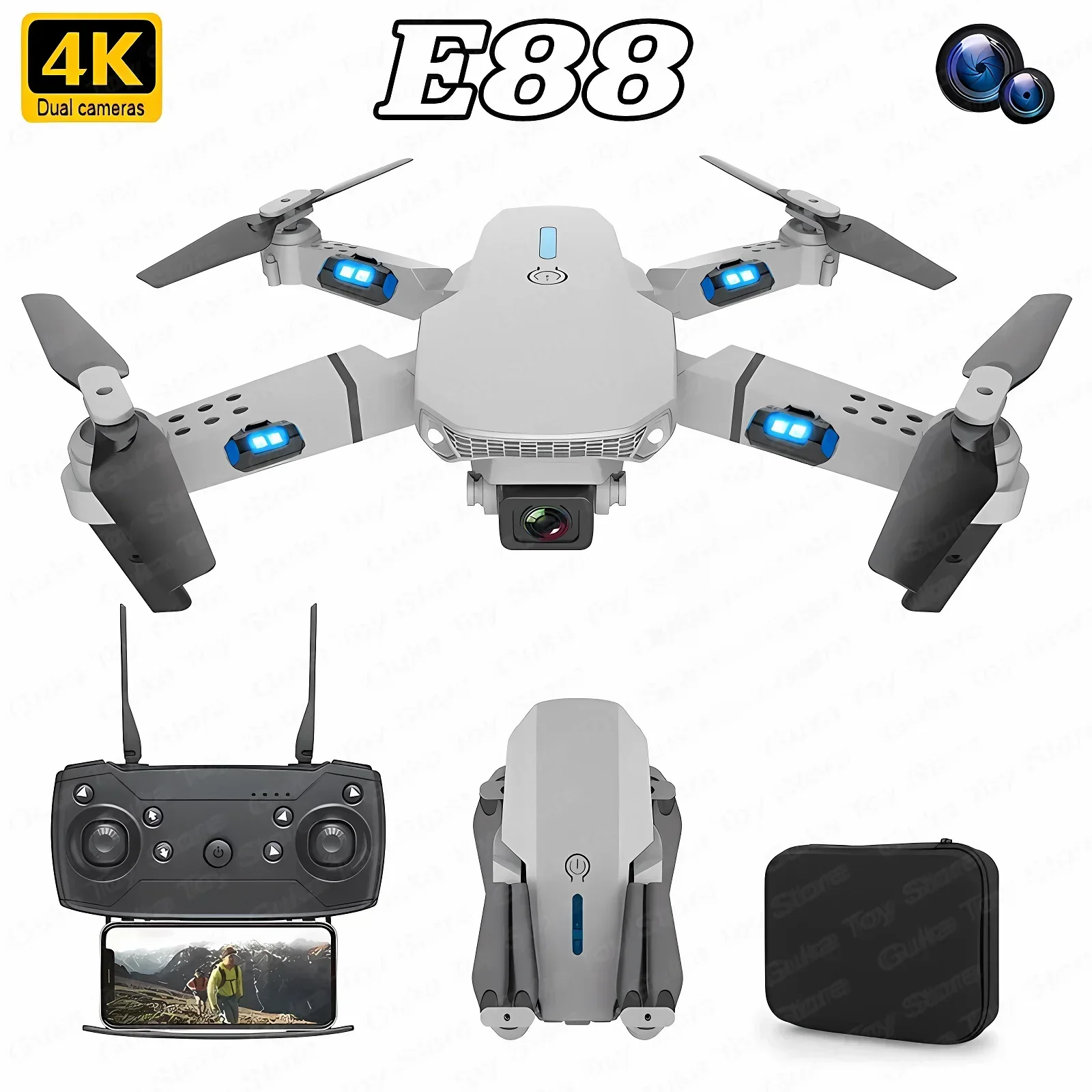 Drone Rc Helicopter With Camera - E88 Pro WIFI FPV الطائرة بدون