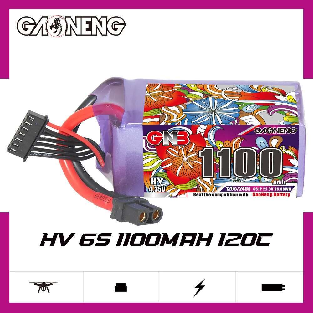 2 قطعة GNB 6S يبو بطارية 22.8  - مراجعة Nano Quad Fpv وسعره