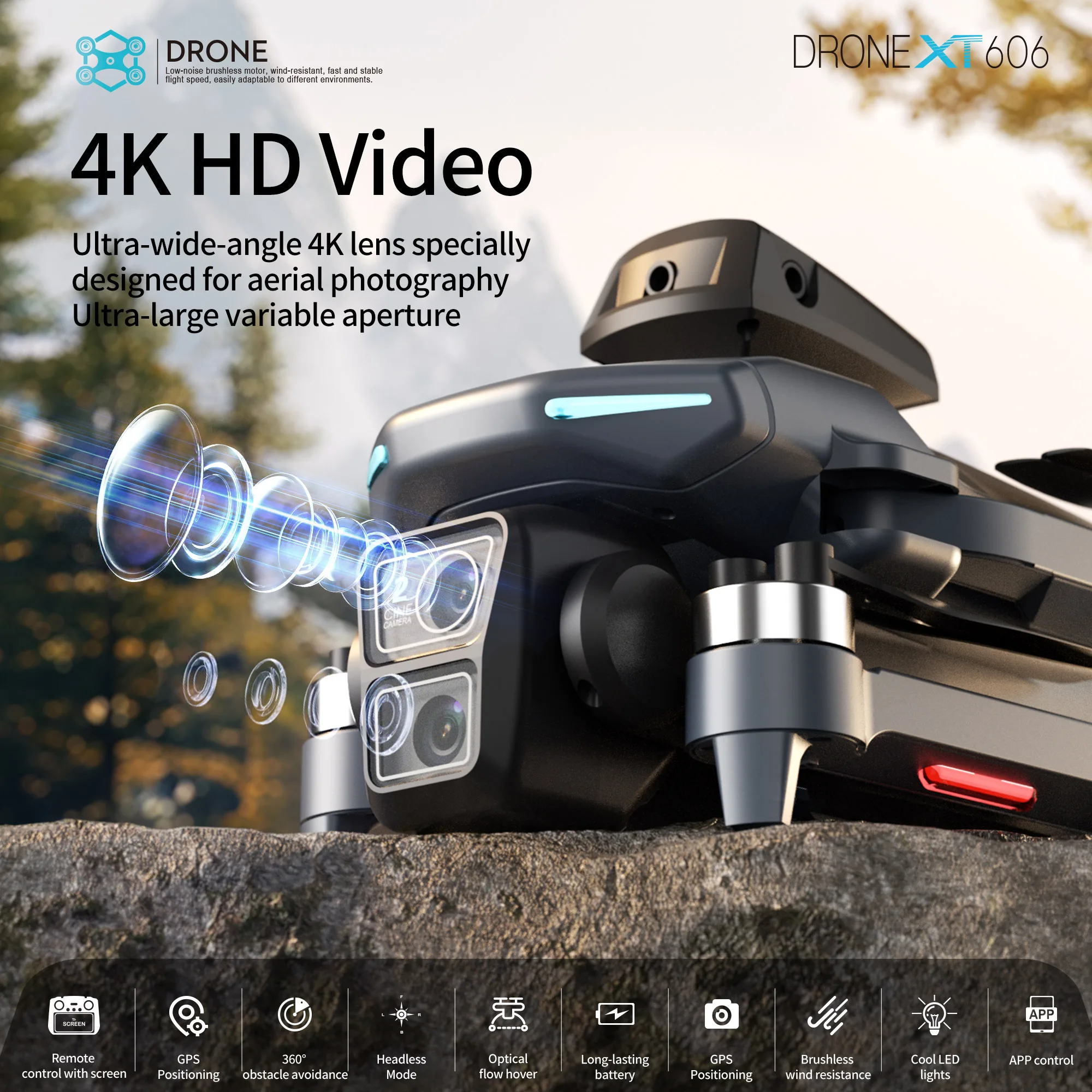 طائرة بدون طيار XT606 الأصلية  - مراجعة Drone App Rc Fpv وسعره